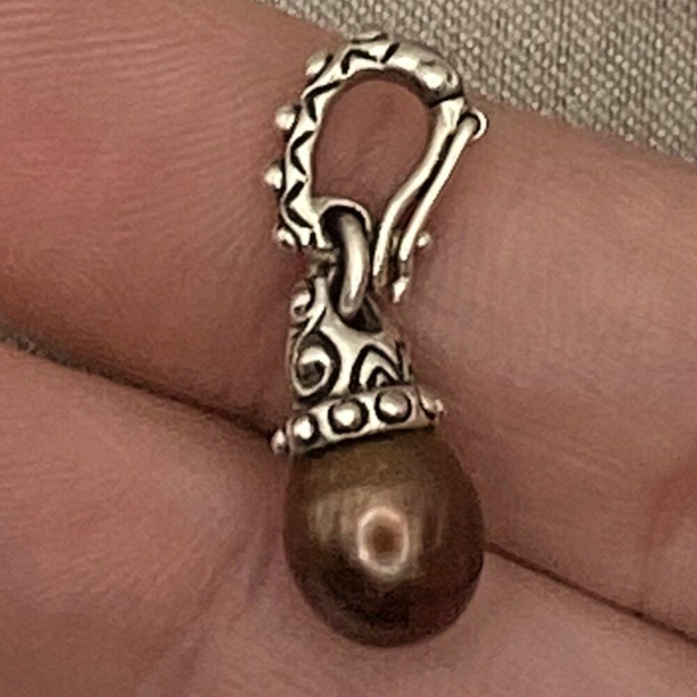 Barbara Bixby Charm Chocolate Pearl Enhancer Sterling Silver 925 Pendant Drop - Picture 2 of 8